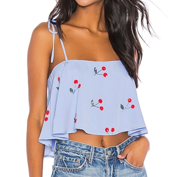 Lovers + Friends Tops - Lovers + Friends Amberly Crop Top in Light Blue